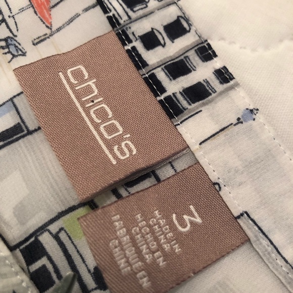 Chico’s Poly Tunic, Black, white, hint of orange🍊🍊🍊 - Picture 7 of 9